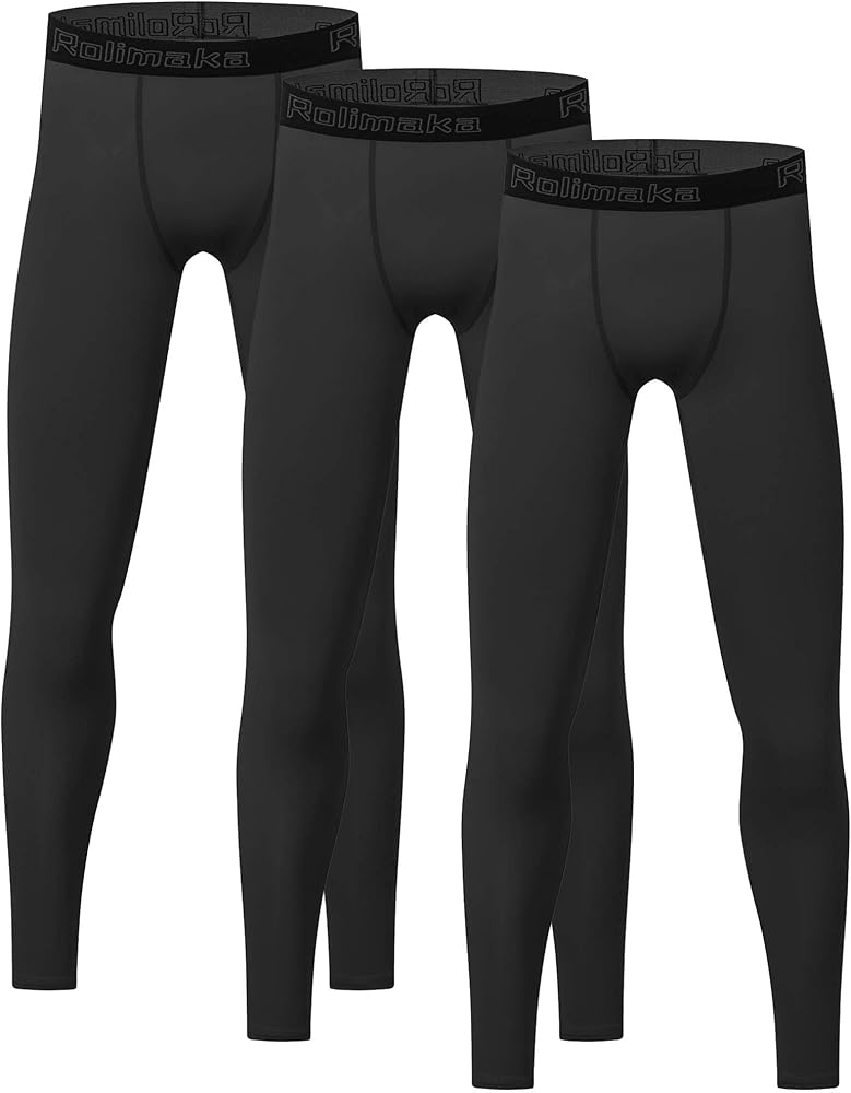 4 or 3 Pack Youth Boys' Compression Leggings Tights Athletic Pants Sports Base Layer for Kids Cold Gear