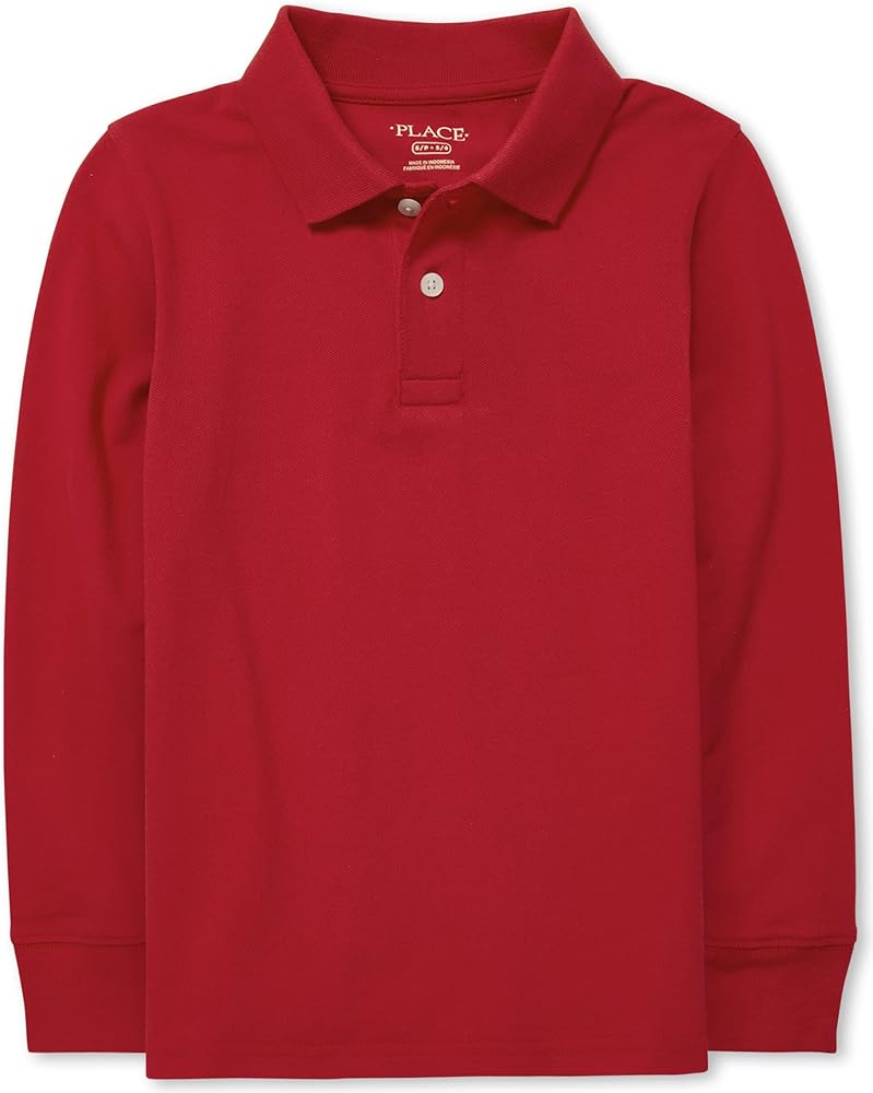 The Children's Place boys Uniform Long Sleeve Pique Polo