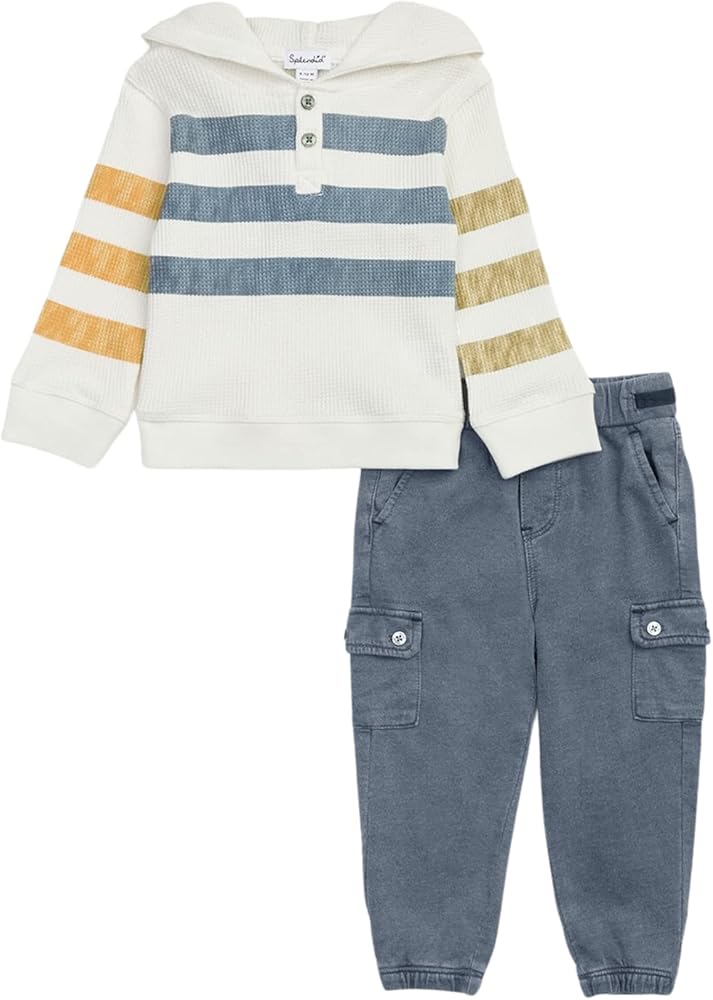 Splendid Boys Waffle Long Sleeve Hoodie and Jogger Set