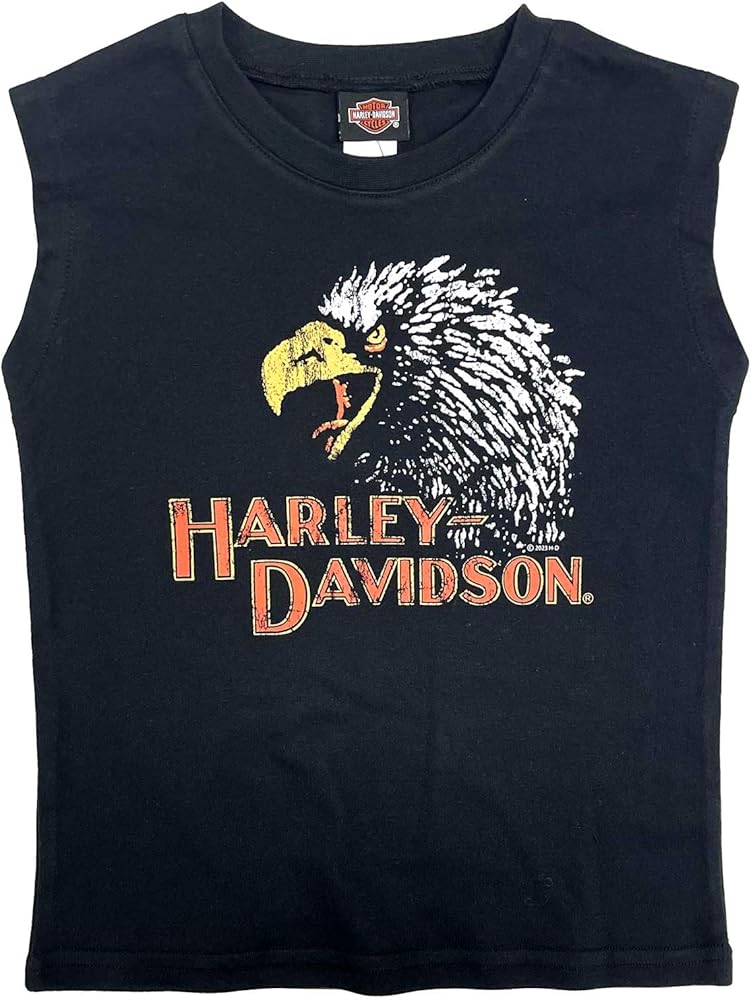 Harley-Davidson Big Boys' Distressed Eagle Sleeveless Muscle Tee - Black