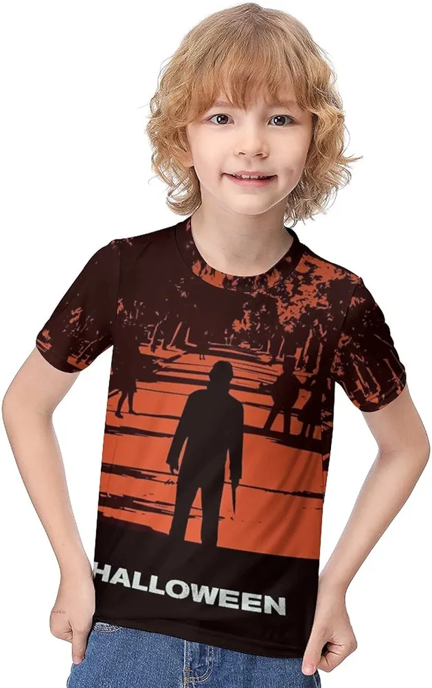 ZHANGXM T-Shirt Summer 3D Print Shirt Halloween Michael Myers Shirt Kids Children T Shirt for Boy Girl Print Shirt Tops 8-10Y?130cm?