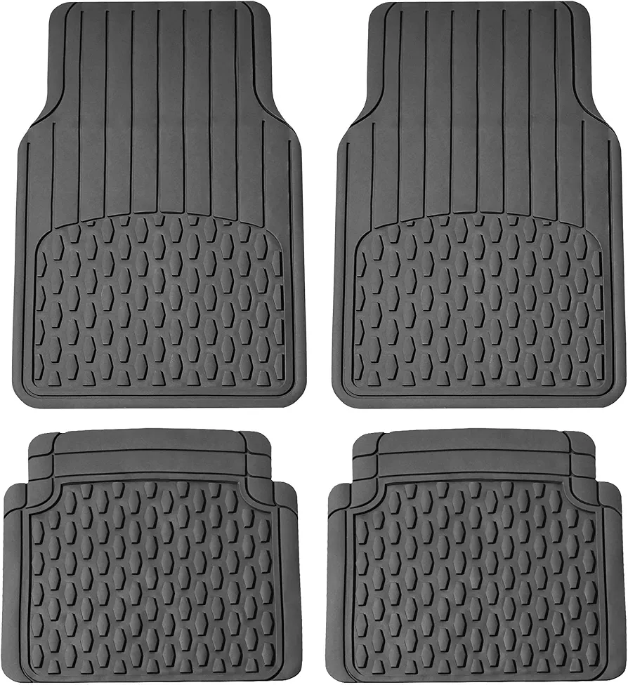 FH Group Automotive Floor Mats - Heavy-Duty Rubber Floor Mats for Cars, Universal Fit Full Set, ClimaProof Floor Mats, Trimmable Floor Mats For Most Sedan, SUV, Truck Floor Mats Gray