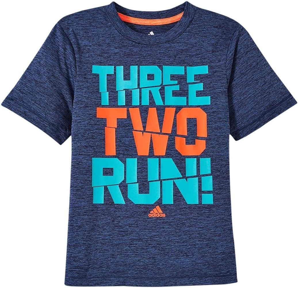 adidas Baby Boys' Three Two Run Tee, Navy Heather, 4T