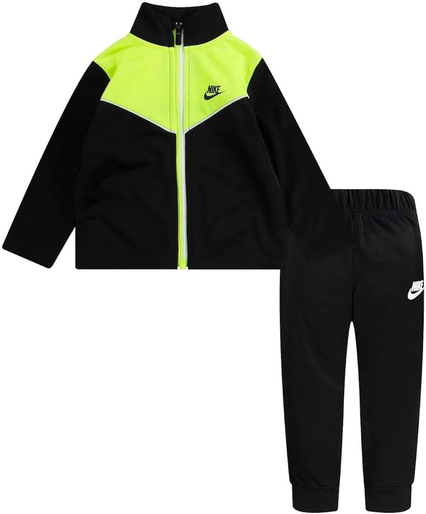 Nike Toddler Boys Jacket and Pants 2 Piece Set (Black(86G794-023)/Volt, 4T)