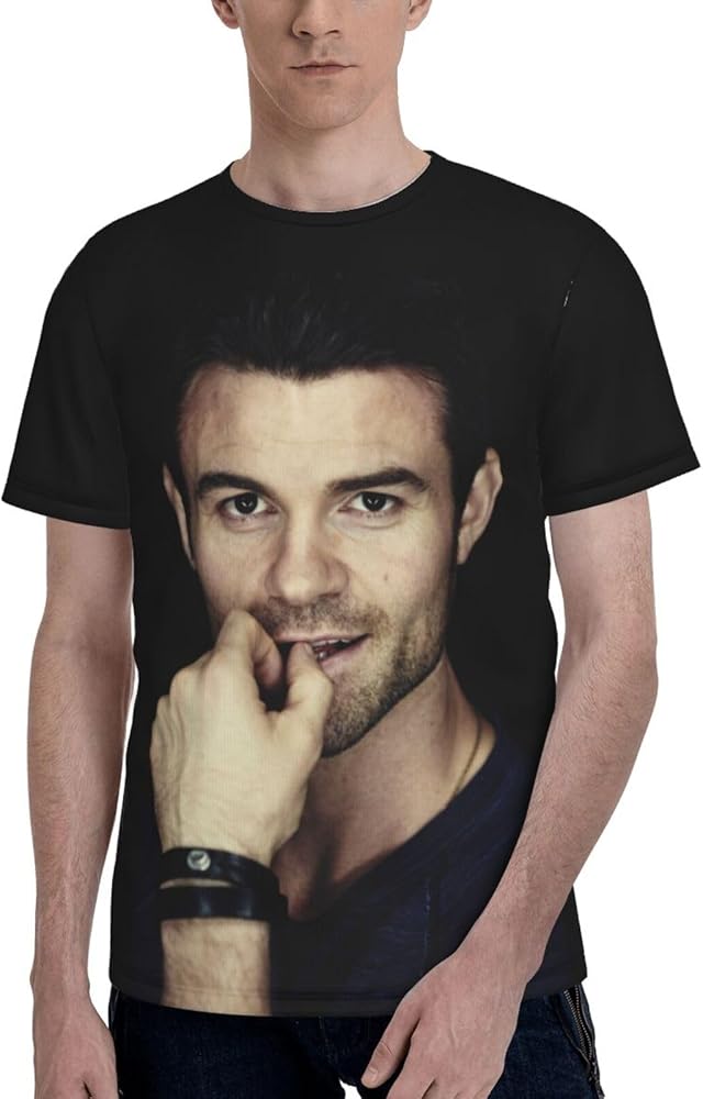 Daniel Gillies T Shirt Men's Summer Comfortable Fit Soft Short Sleeve Round Neckline Basic Tee Tops