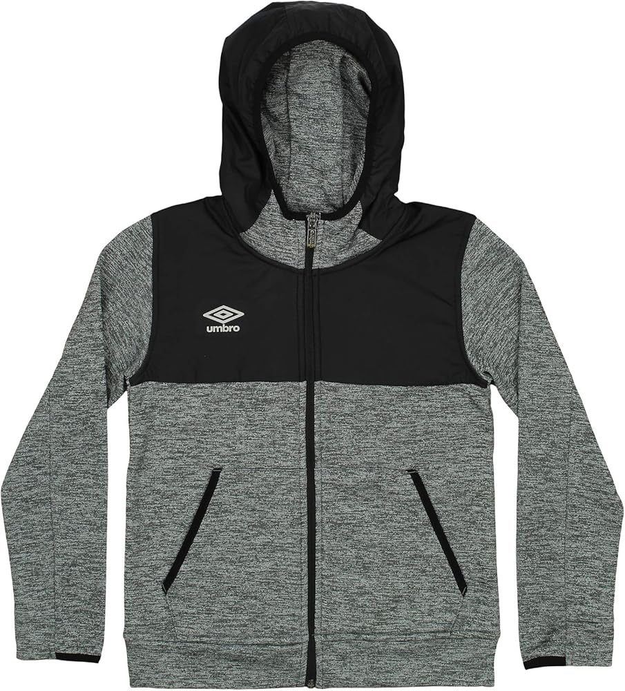 Umbro Big Boys Youth (4-14) Full Zip Performance Hoodie, Black Beauty/Manchester Grey X-Small 4-5