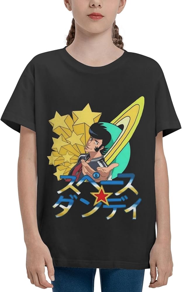 Anime Space Dandy Shirt Boys Girls Round Neck Short Sleeve Cotton Tees