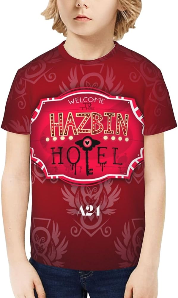 Hazbin Hotel Unisex Graphic T-Shirts Crewneck Summer Shirt Short Sleeve Tops Blouse for Boys Girls