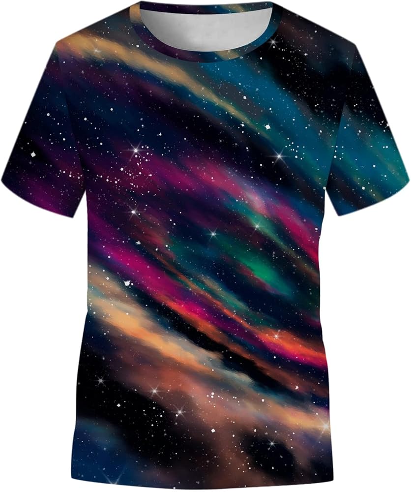 Kids Children Boys Print Teen Tops Casual Clothes T-Shirt Galaxy Girls Boys Tops Summer Boys Blouses