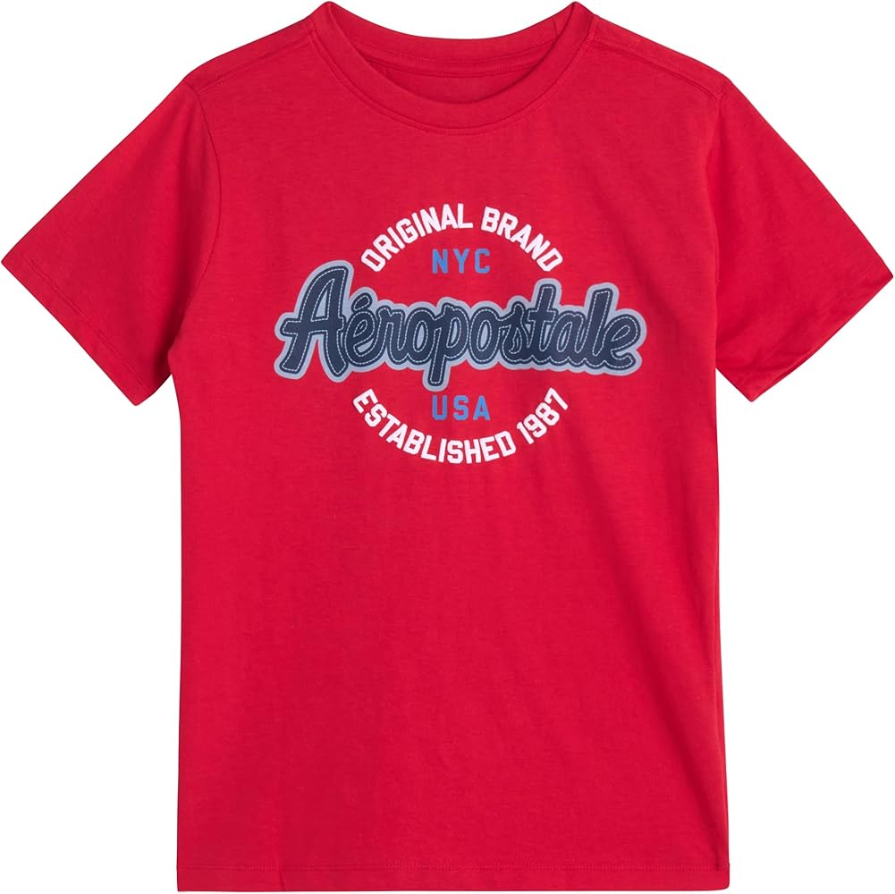 AEROPOSTALE Boys' T-Shirt - Kids Cotton Short Sleeve Shirt - Classic Crewneck Graphic Tee for Boys (4-16)