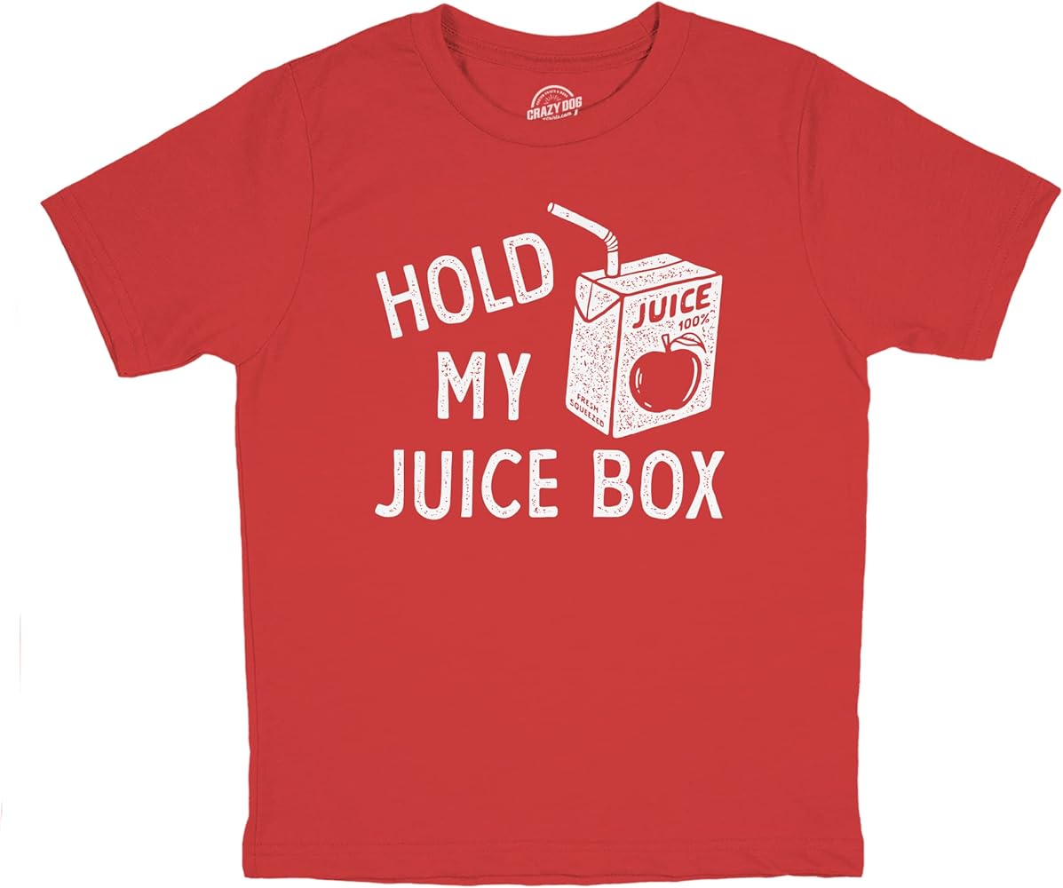 Youth Hold My Juice Box Funny Cute Apple Juicebox Graphic Novelty Tee for Kids