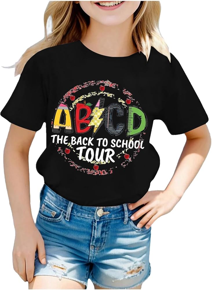 Back to School Graphic T-Shirt for Boy Girls Cute Letter Printed Going Out Tops Happy First Day of School Tshirts