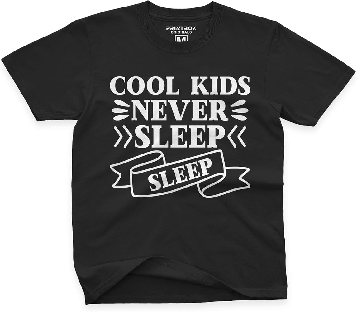 Cool Kids Never Sleep Funny Boys Tshirt, Girls Tops, Novelty Kid Birthday Gifts Tee Top