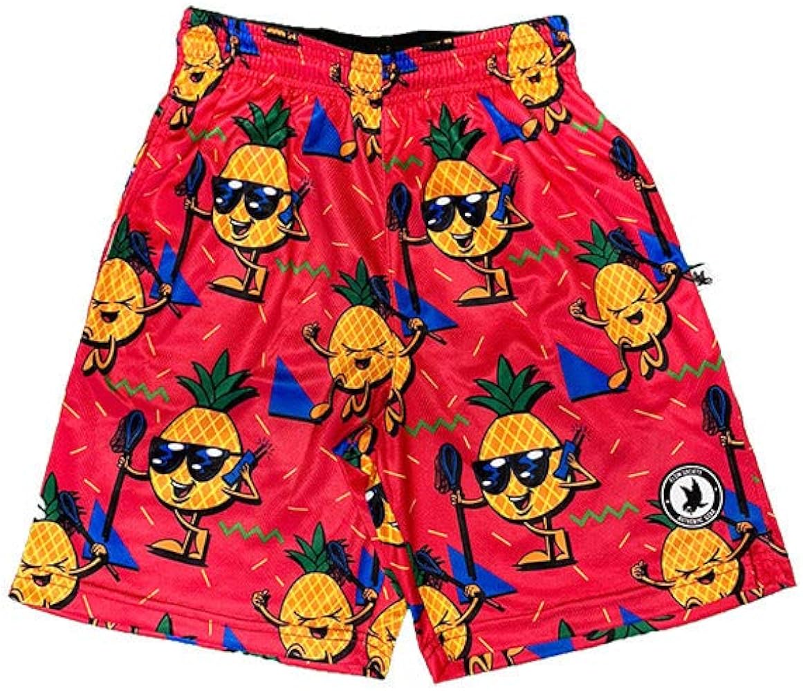 Flow Society Pineapple Lax Boys Lacrosse Shorts | Boys LAX Shorts | Lacrosse Shorts for Boys | Kids Athletic Shorts for Boys