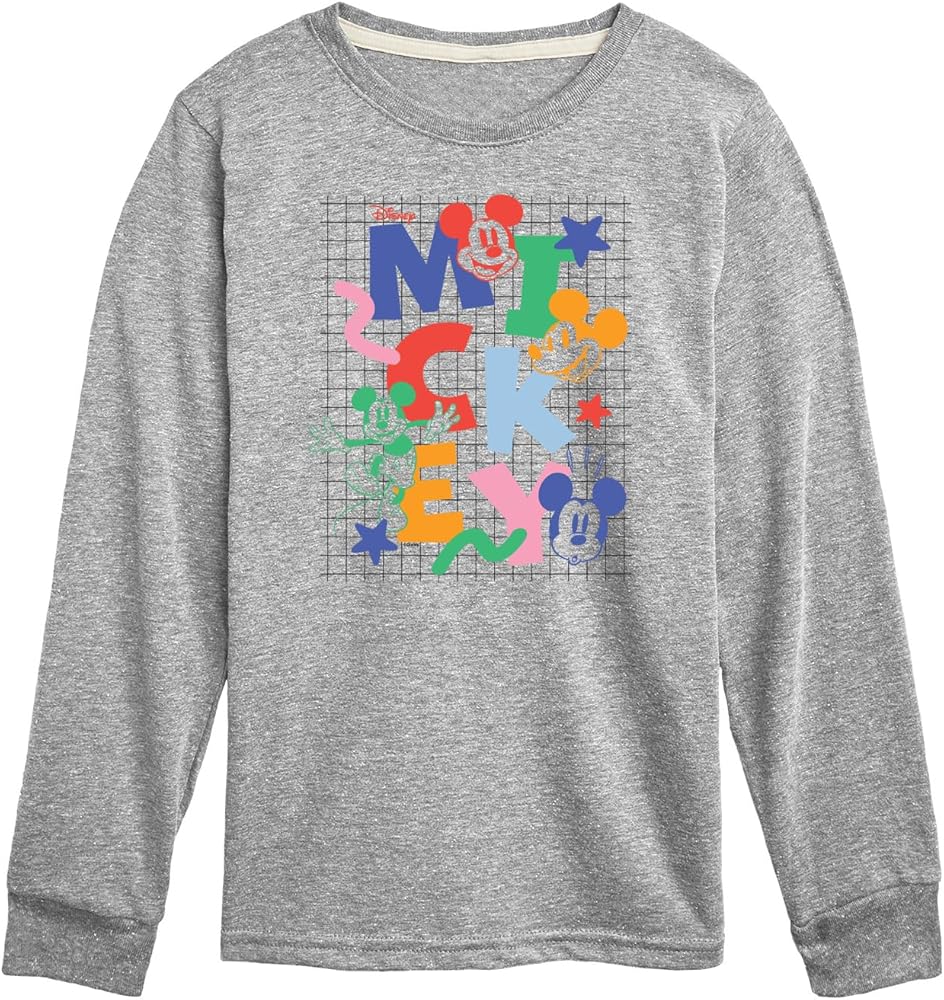 Disney Mickey Mouse - Colorful Icons - Youth Long Sleeve Graphic T-Shirt