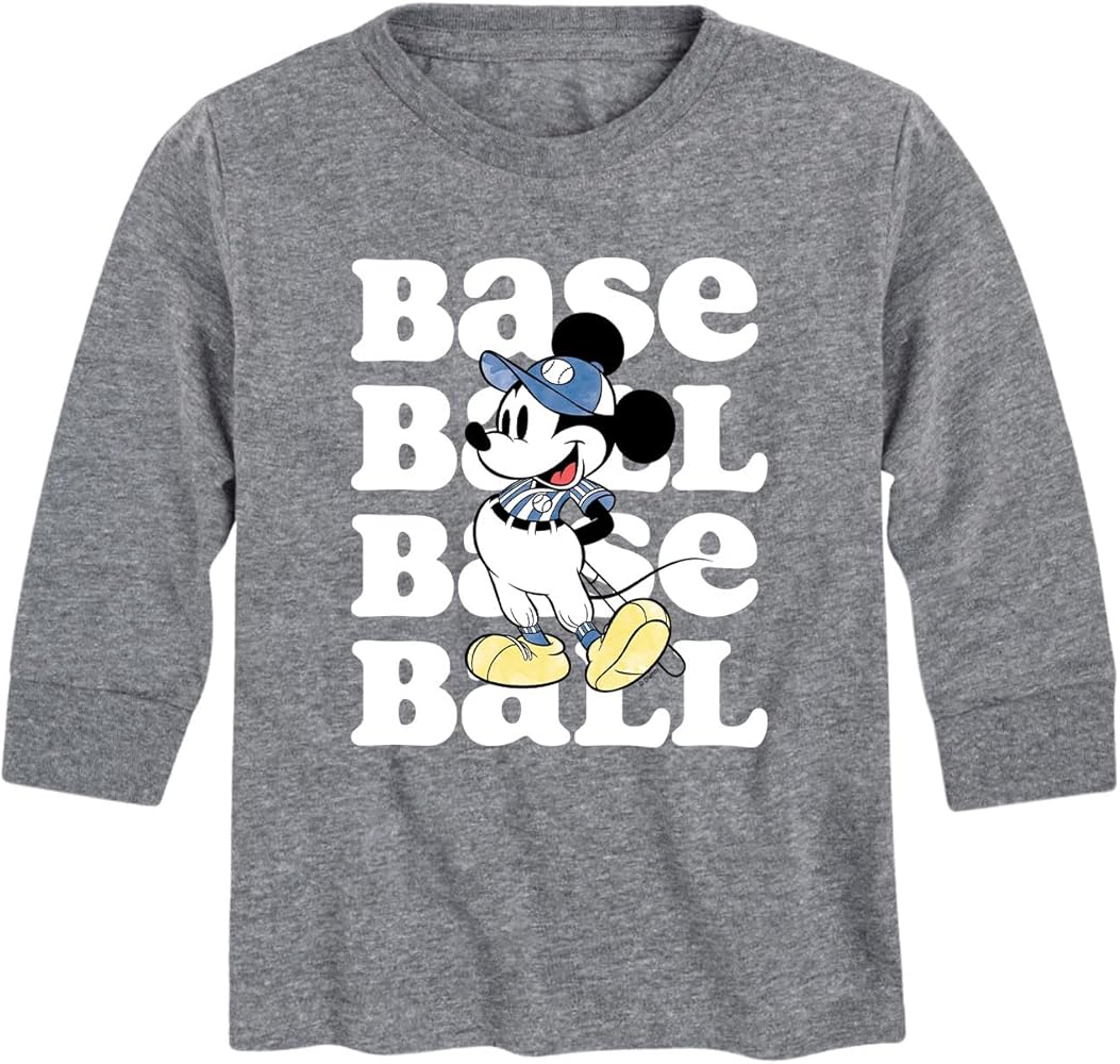 Disney Mickey & Friends - Baseball Mickey - Toddler and Youth Long Sleeve Graphic T-Shirt