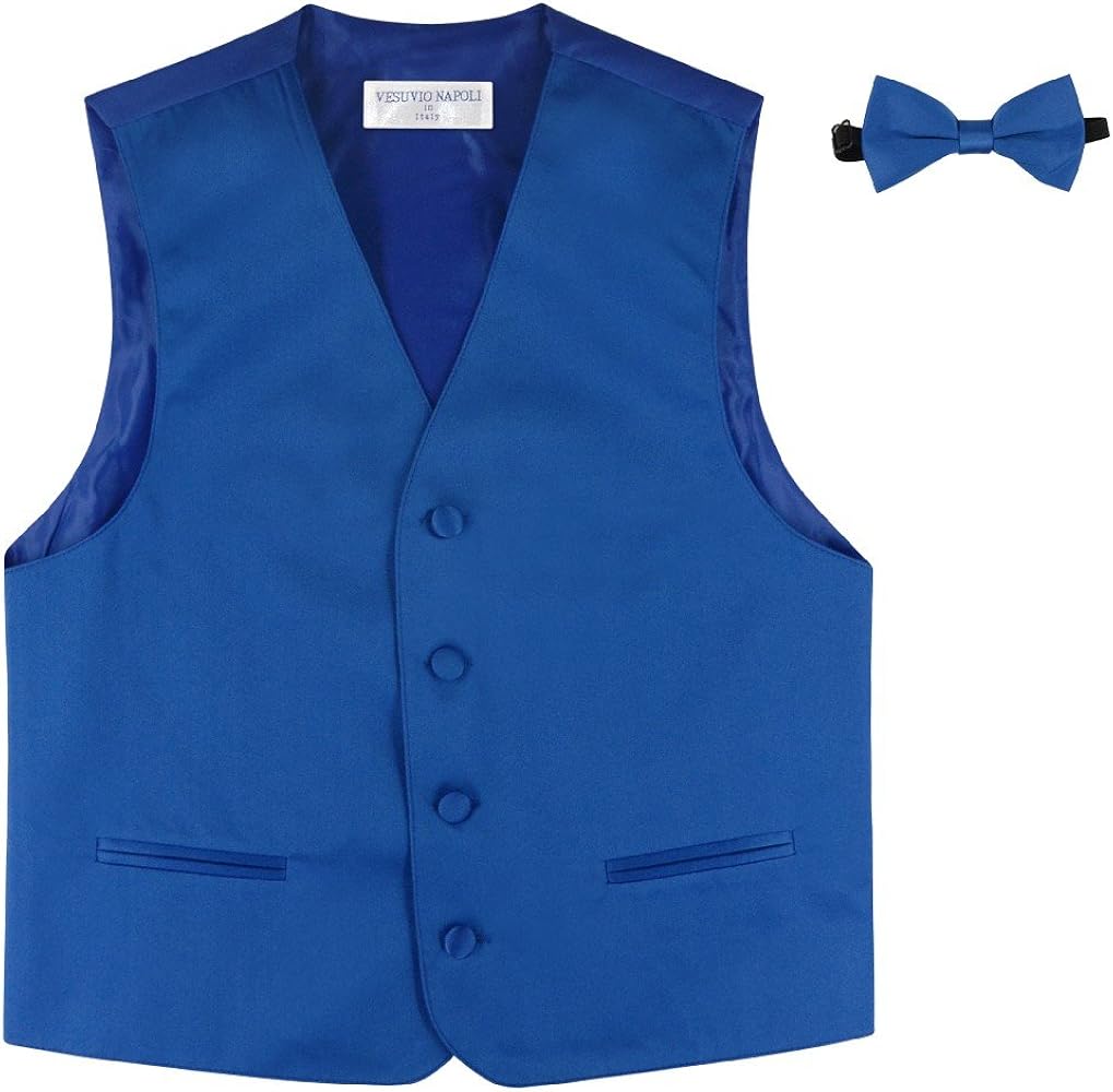 BOY'S Dress Vest & BOW Tie Solid ROYAL BLUE Color BowTie Set