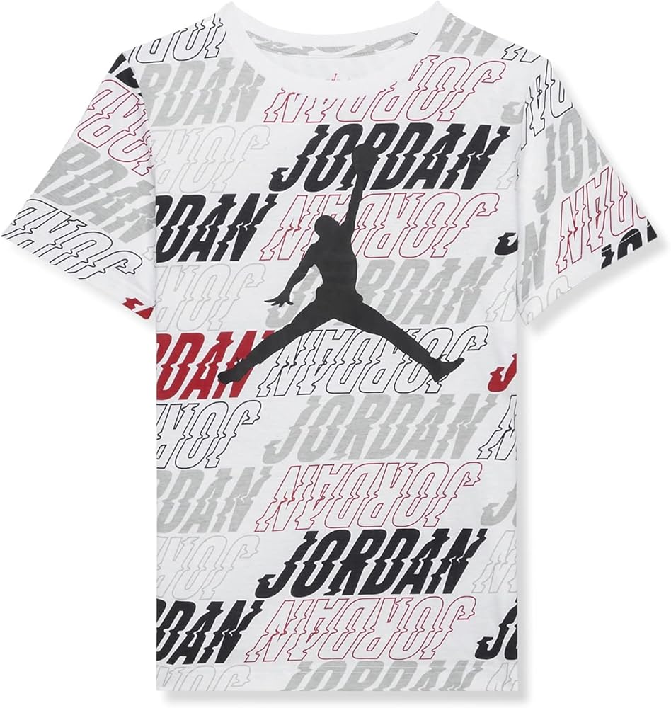 Jordan Boy's JM Vibes All Over Print Short Sleeve Tee (Big Kids) White XL (20 Big Kid)