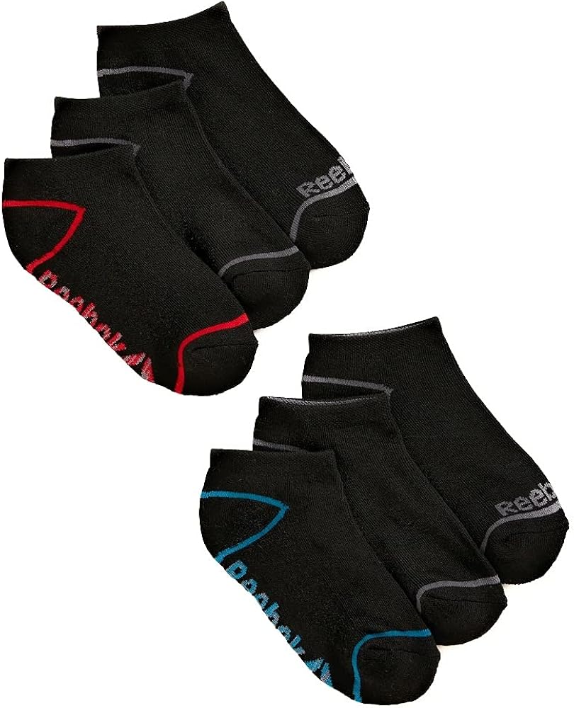 Reebok Boys Socks, 6 Pack Lowcut Socks Sizes S-L