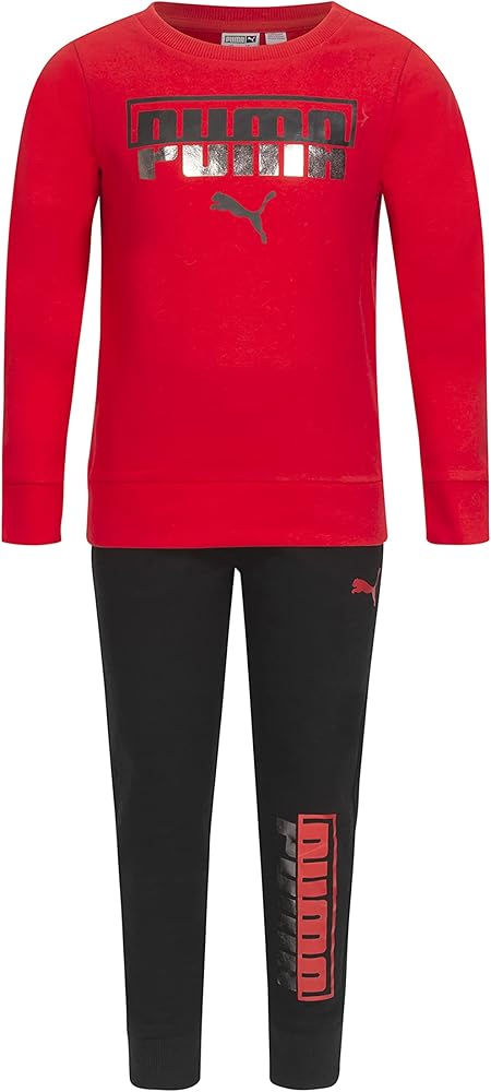 PUMA boys Fleece Crewneck Pullover & Jogger SetPants Set