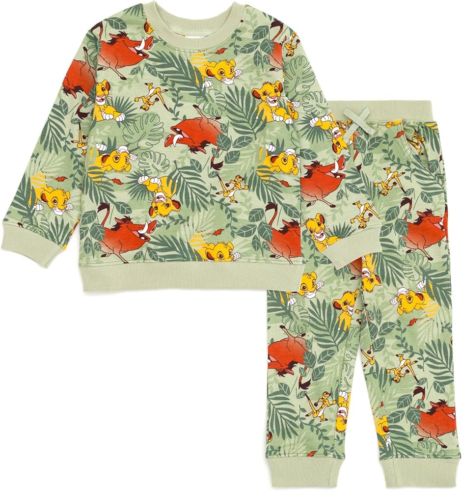 Disney Lion King Toy Story Cars French Terry Sweatshirt and Jogger Pants Outfit Set Toddler to Big Kid Sizes (2T - 10-12)