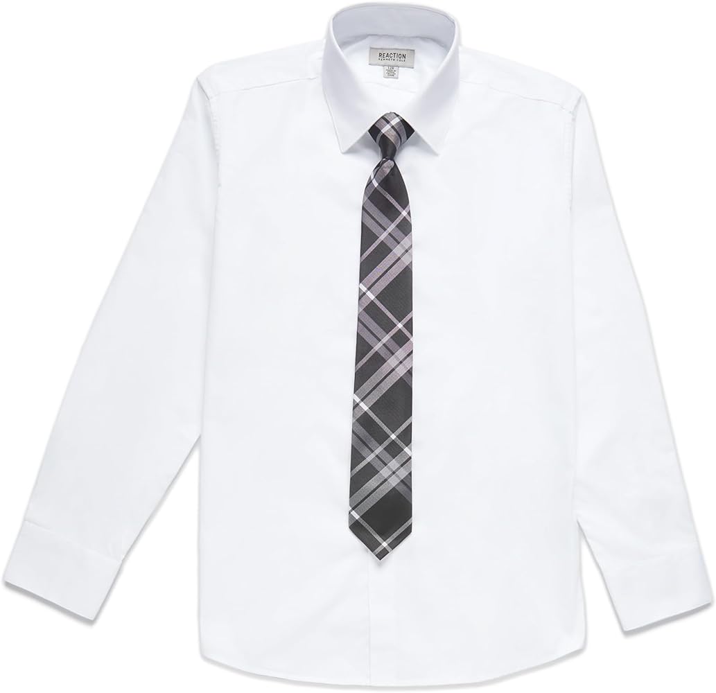 Kenneth Cole REACTION Boys' Dress Shirt with Clip-on Tie Set, Sizes 8-20