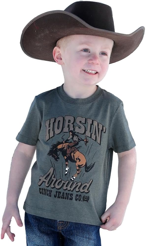 Cinch Boy's Short Sleeve Olive Horsin Around T-Shirt