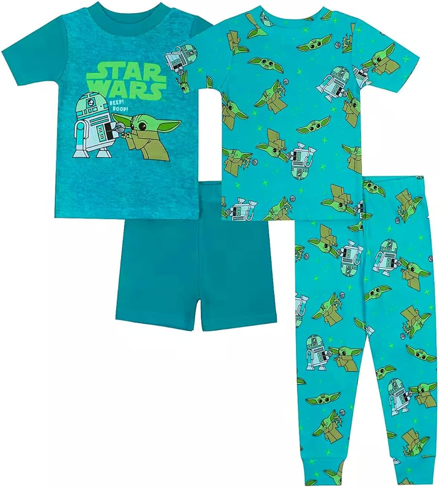 STAR WARS The Mandalorian Boys' 4-Piece Snug-fit Cotton Pajama Set, size 4t