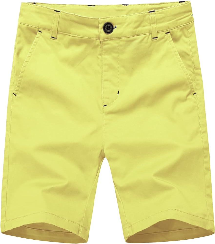 Boys Shorts - Flat Front Shorts with Adjustable Waist,Chino Shorts for Boys 5-14 Years,6 Colors to Choose