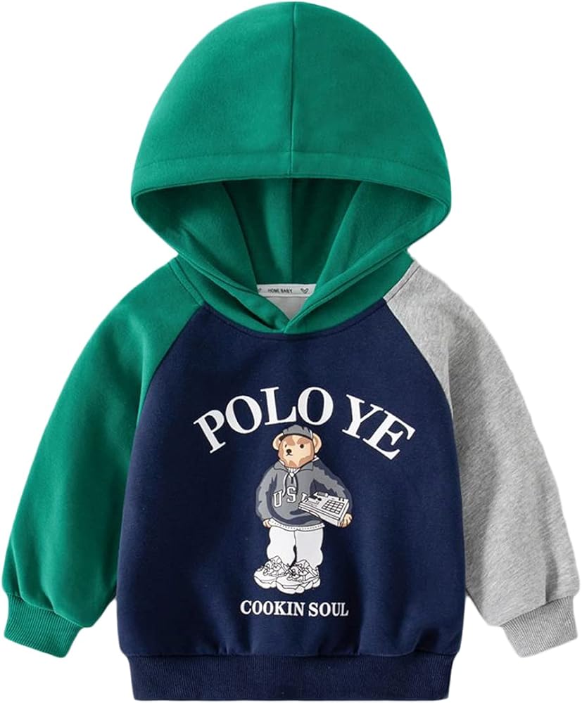 2023 Fashion Kids Hoodies Sweatshirts Boys Casual Color Block Hooded Pullover With Pocket WY003