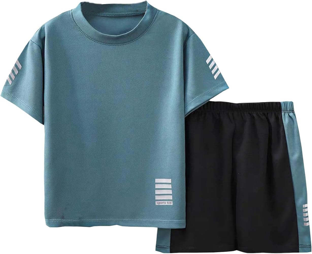 Zerf Toddler Boys Clothes for Kids Boy Summer Short Sleeve Mesh T-shirt+Shorts Clothes Set Athletic Outfits 3-12 Years