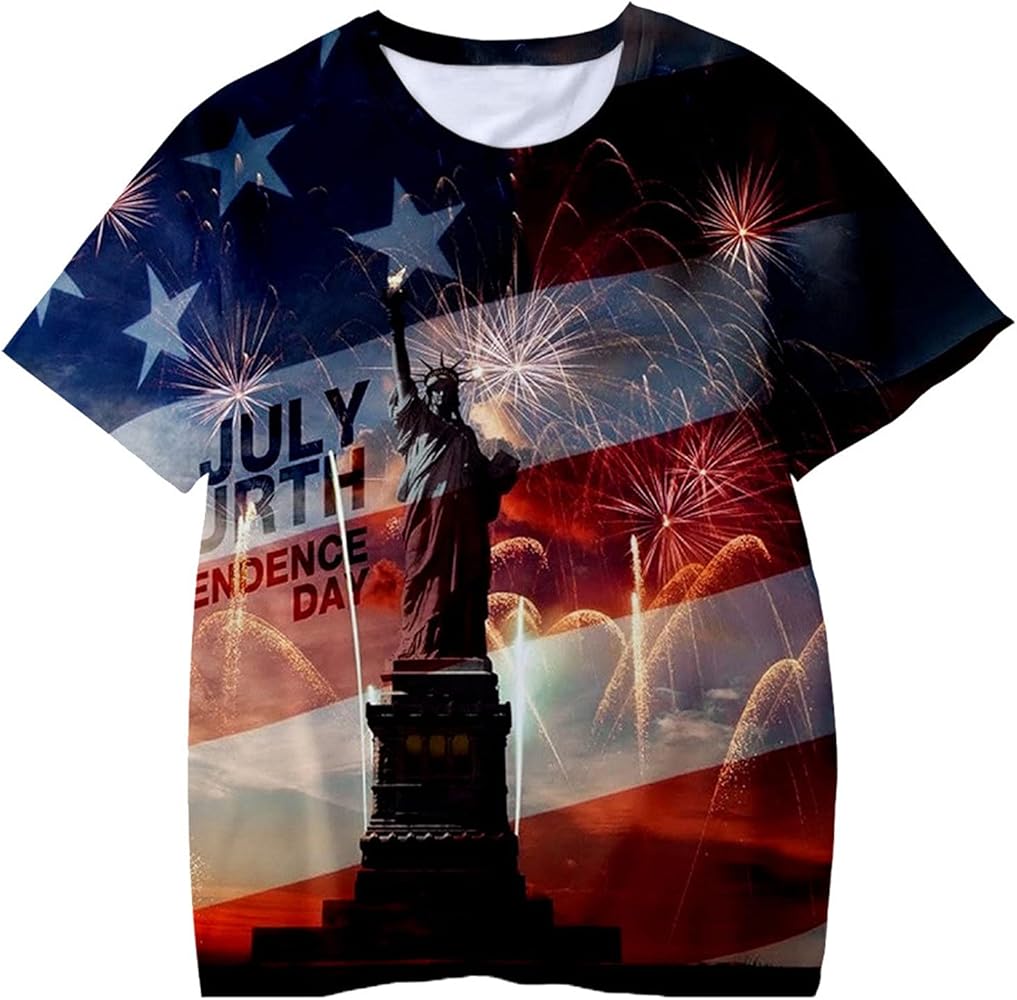 Youth Independence Print Kid 3D Boys Clothes Tops 4th-of-July Toddler T-Shirt Casual Boys Tops