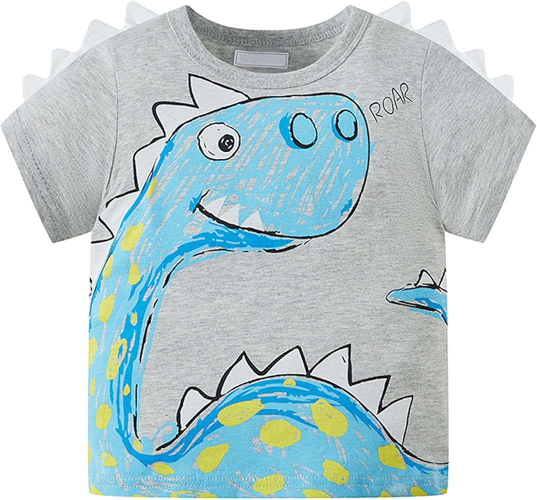 Summer Toddler Boys Short Sleeve Dinosaur Letter Prints T Shirt Tops Boy Long Sleeve Tee