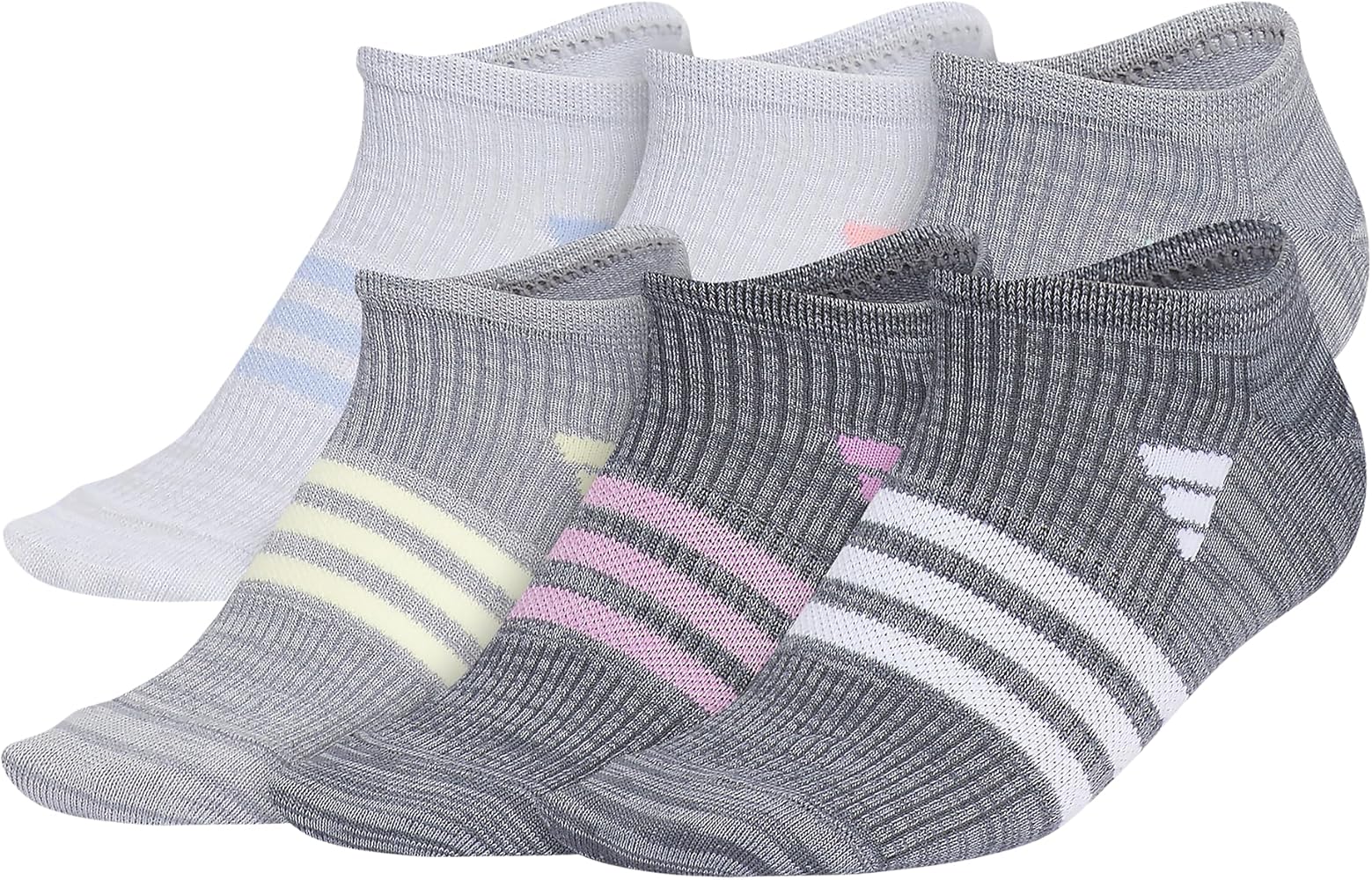 adidas Boys' Kids Superlite 3.0 No Show Athletic Socks (6-Pair) Low-Profile Fit with Targeted Padding and Arch Compression