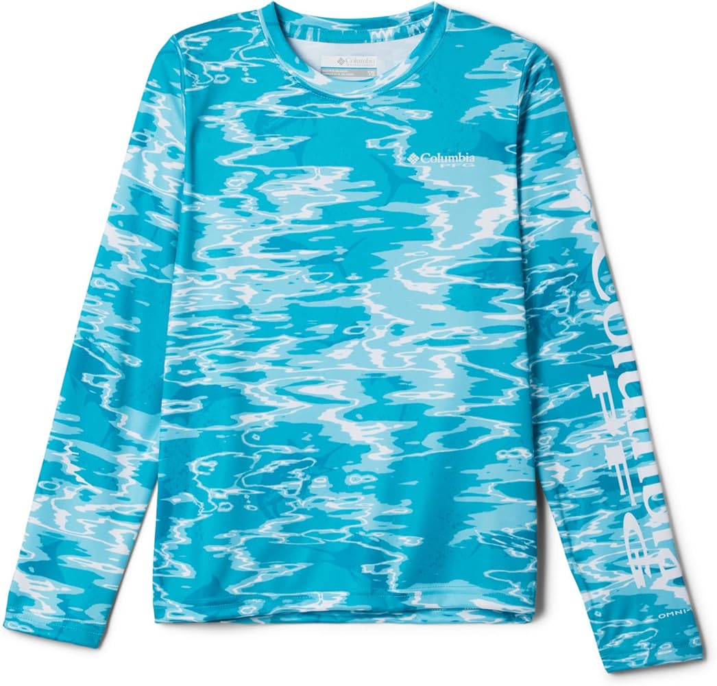 Columbia Boys Super Terminal Tackle Long Sleeve Hiking Shirt, Ocean Teal Ripples, X-Large US