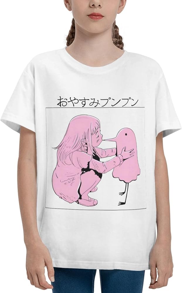 Anime Goodnight Punpun Shirt Boys Girls Round Neck Short Sleeve Cotton Tees