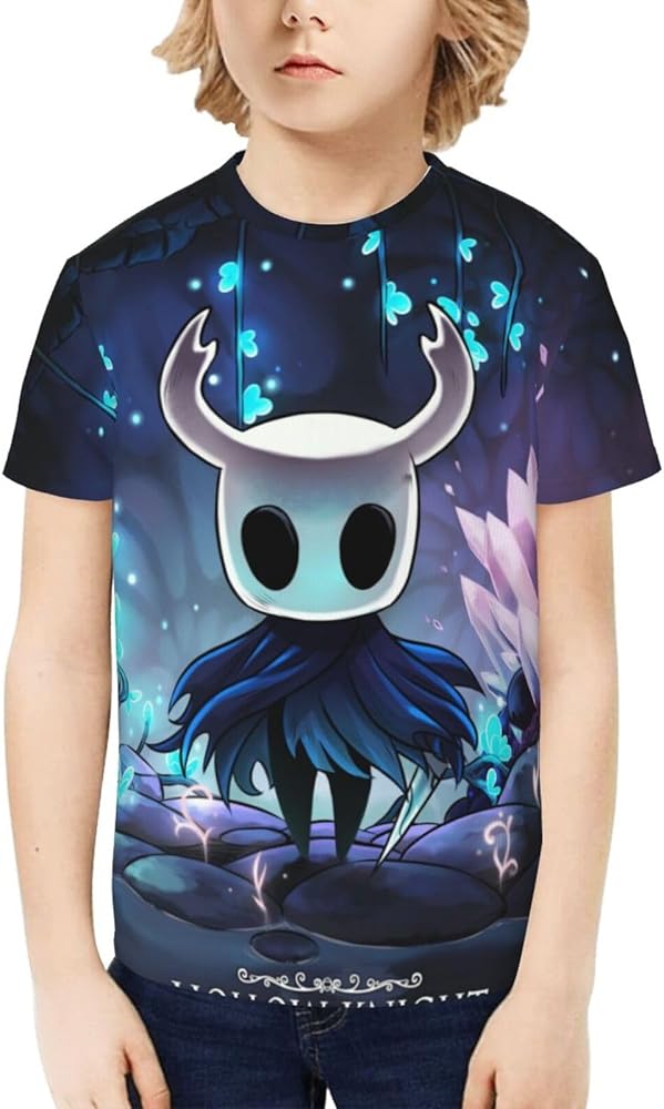 Hollow Gaming Knight Unisex Graphic T-Shirts Crewneck Summer Shirt Short Sleeve Tops Blouse for Boys Girls