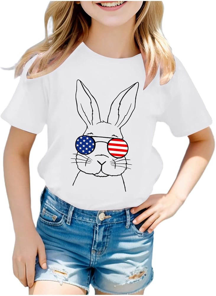 4th of July Shirt for Toddler Boy Girl Red White Blue T-Shirts Classic Short Sleeve Crew Neck Independence Day Tops Tees 3-10 Years,Fourth of July Toddler Boy,Toddler 4Th of July Shirt