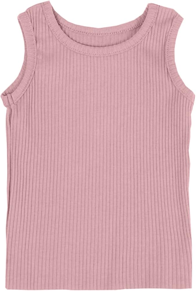 Toddler Kids Tank Top Girls Dance Racerback Crop Tank Sleeveless Sports Soild Ribbed Dance Top for Ballet