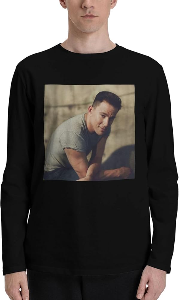 Channing Tatum T Shirts Men's Loose Fit Casual Athletic Long Sleeve O-Neck Cotton T Shirts Tops