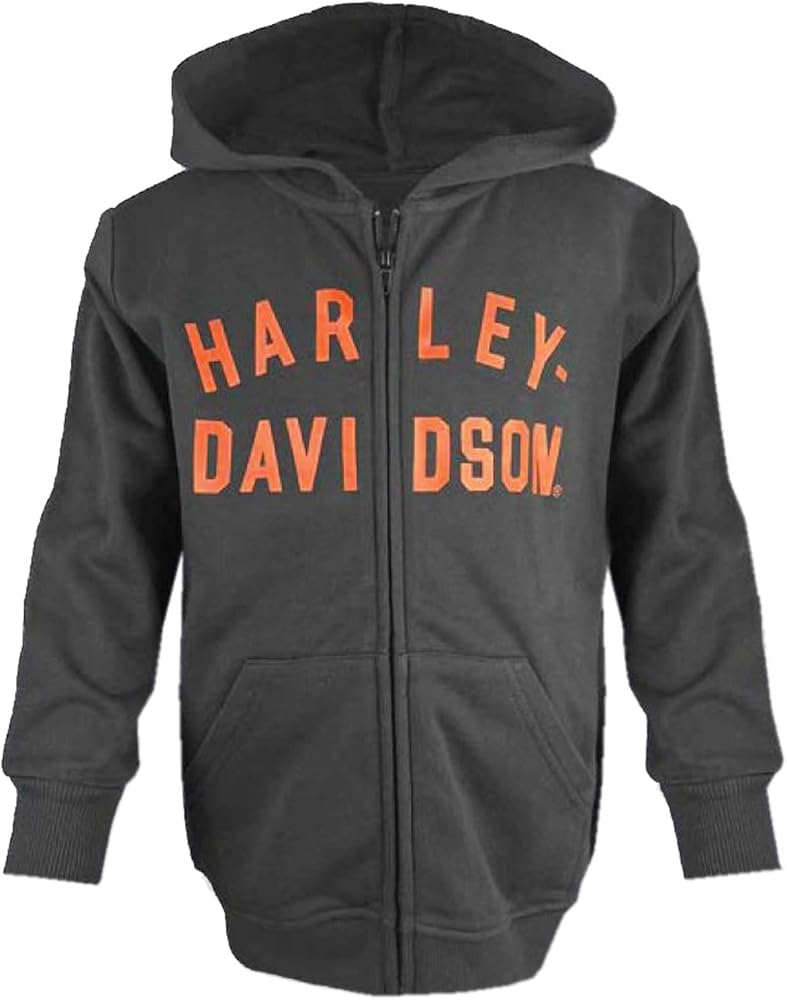 Harley-Davidson Big Boys' French Terry Zip-Up Hooded Sweatshirt - Black