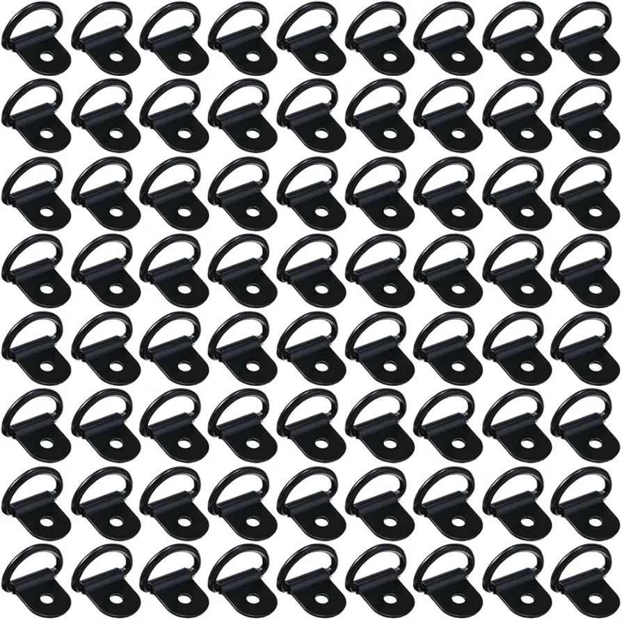 Black D Rings Anchor Lashing Ring, D-Ring Tie Downs, for Car Truck Trailer Cargo RV Boats(Black 72 Pcs)