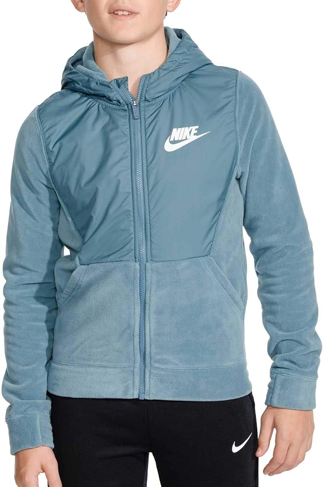 Nike Boy's Sportswear Polar Fleece Full-Zip Hoodie (Teal, Small)