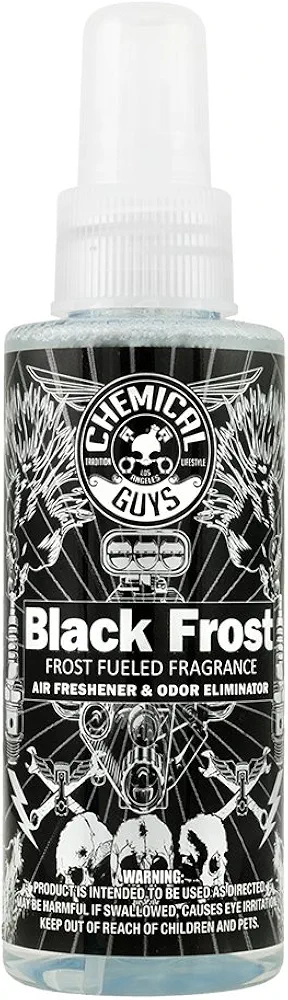 Chemical Guys AIR_224_04 Black Frost Air Freshener and Odor Eliminator, (Great for Cars, Trucks, SUVs, RVs, Home, Office, Dorm Room & More) 4 fl oz