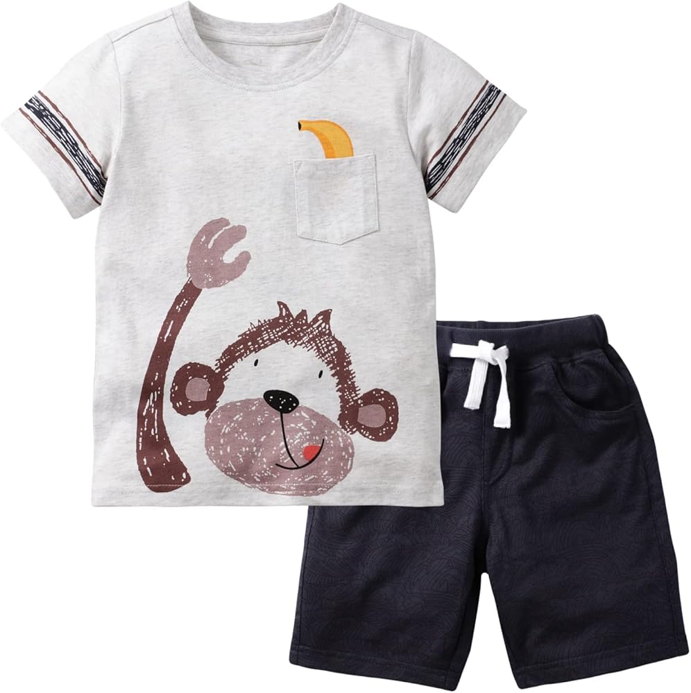 Toddler Boy Clothes Little Boys Summer Outfits Short Sleeve Clothing Dinosaur T-Shirt & Shorts Sets 2-7T