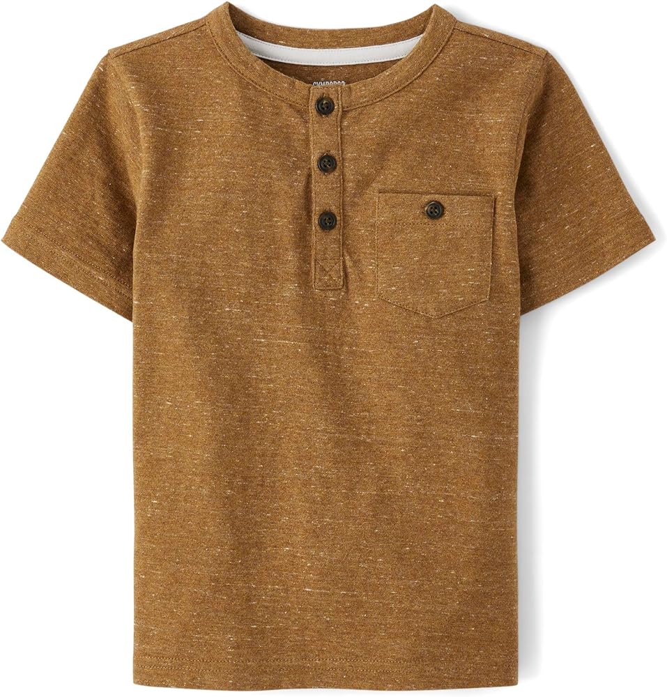 Gymboree,and Toddler Short Sleeve Henley T-Shirt,Antler Brown,5T