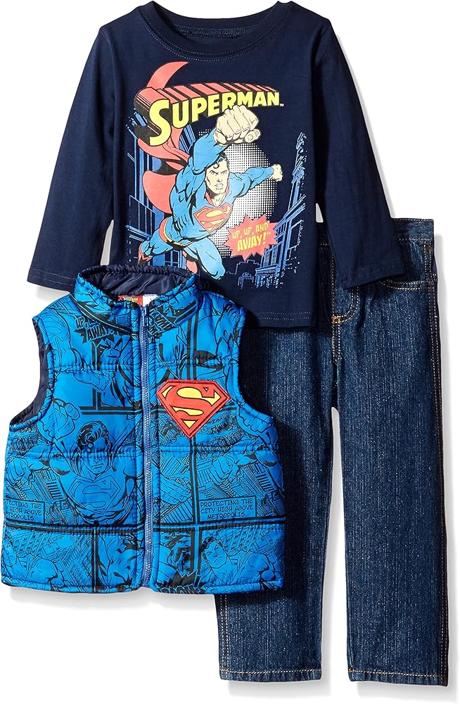 DC Comics Little Boys' 3 Piece Superman Vest Set