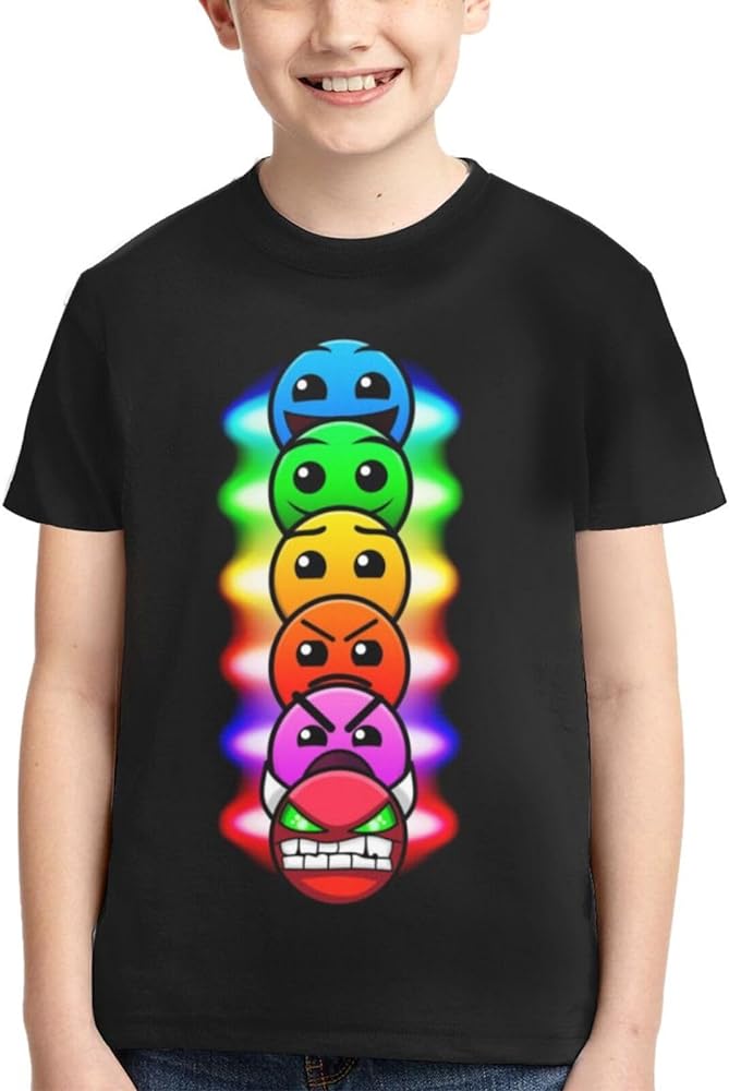 Geometry Gaming Dash Unisex Graphic T-Shirts Crewneck Summer Shirt Short Sleeve Tops Blouse for Boys Girls