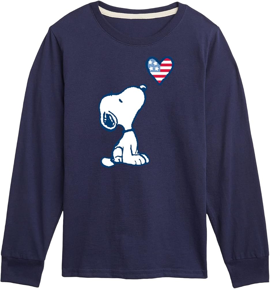 Peanuts - Snoopy Flag Heart - Toddler & Youth Long Sleeve Graphic T-Shirt