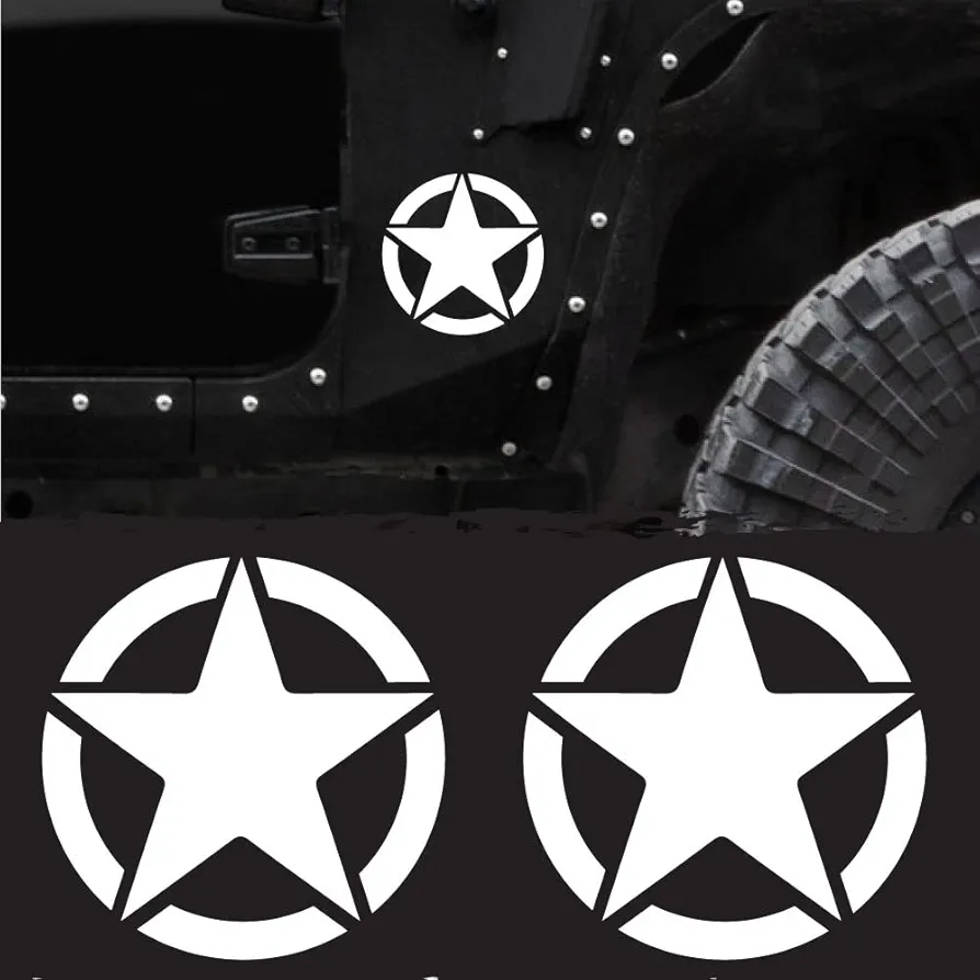 Military Star Decals for Car or Truck OffRoad | Set of 2 Automotive Stickers | 6 inch Pair of Heavy Duty Off Road Truck Vinyl | US Car Decal | Fits All Models (Small (6 inch)